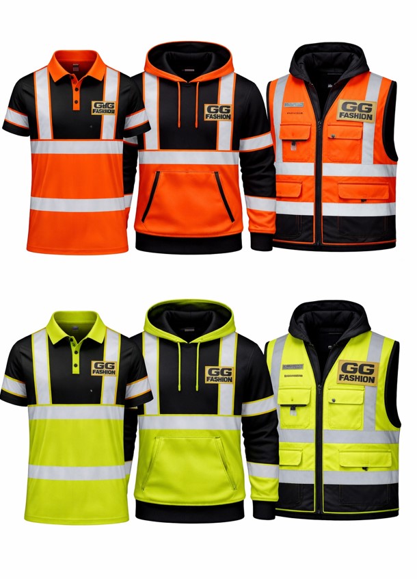 Industrial Workwear Trio - Hi-Vis Polo, Hoodie, and Vest
